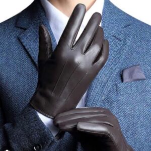 Premium Men’s Genuine Leather Winter Gloves – Soft Lined, Touchscreen Compatible, Formal Dress Gloves for Driving, Office & Outdoor Wear