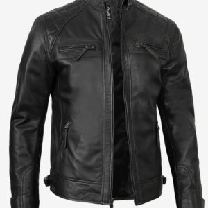 Distressed Leather Biker Jacket for Men – Vintage Moto Look